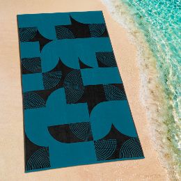 Εικόνα της ΠΕΤΣΕΤΑ ΘΑΛΑΣΣΗΣ GEOMETRICO BLACK-PETROL 86X160