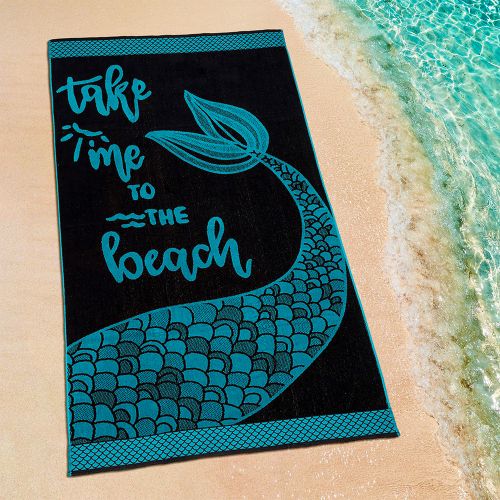 Εικόνα της ΠΕΤΣΕΤΑ ΘΑΛΑΣΣΗΣ BEACH TIME BLACK-PETROL 86X160