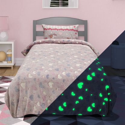 Εικόνα της ΚΟΥΒΕΡΤΑ FLEECE ΦΩΣΦΟΡΙΖΕ HERZ PINK 160X220