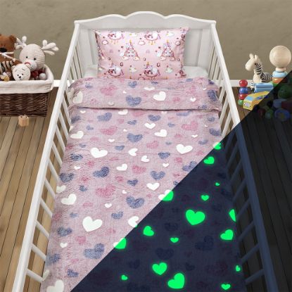 Εικόνα της ΚΟΥΒΕΡΤΑ FLEECE ΦΩΣΦΟΡΙΖΕ HERZ PINK 110X150
