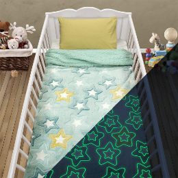 Εικόνα της ΚΟΥΒΕΡΤΑ FLEECE SHERPA ΦΩΣΦΟΡΙΖΕ STER MINT 110X150