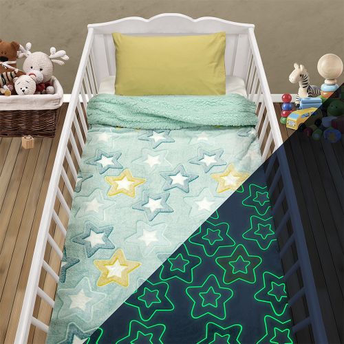 Εικόνα της ΚΟΥΒΕΡΤΑ FLEECE SHERPA ΦΩΣΦΟΡΙΖΕ STER MINT 110X150